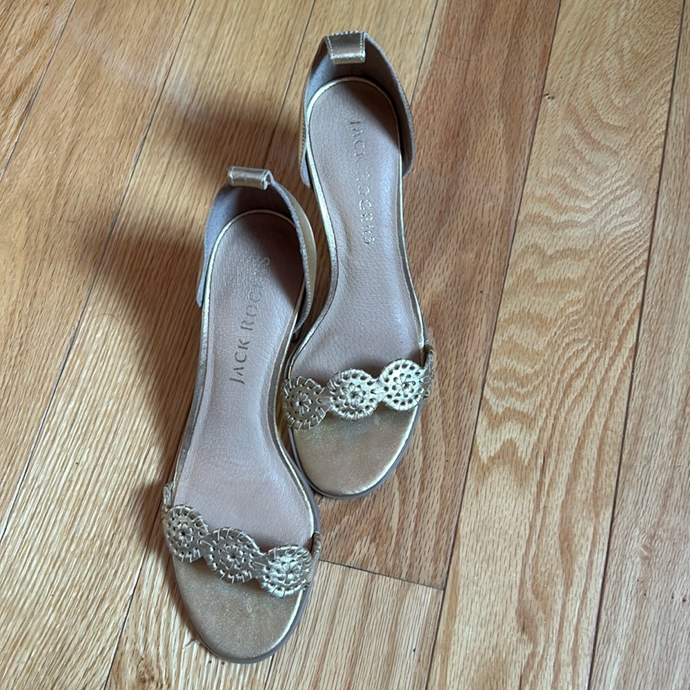 Jack Rogers Gold Mid Heels